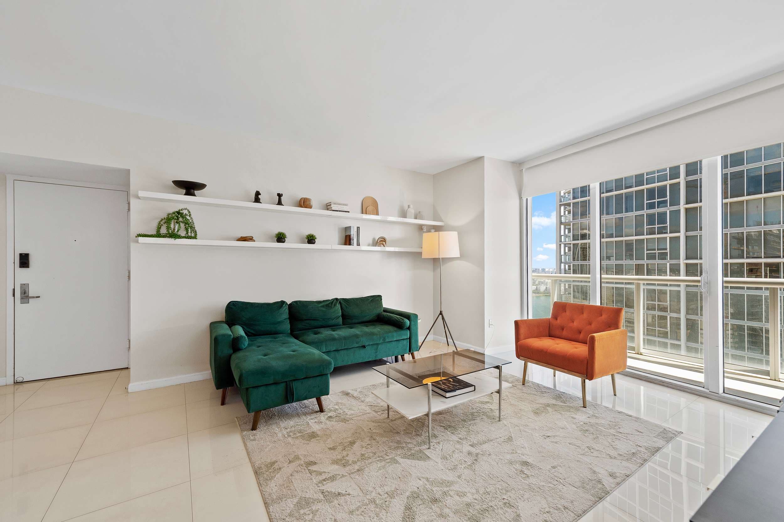 Sunny living room with chic accents.