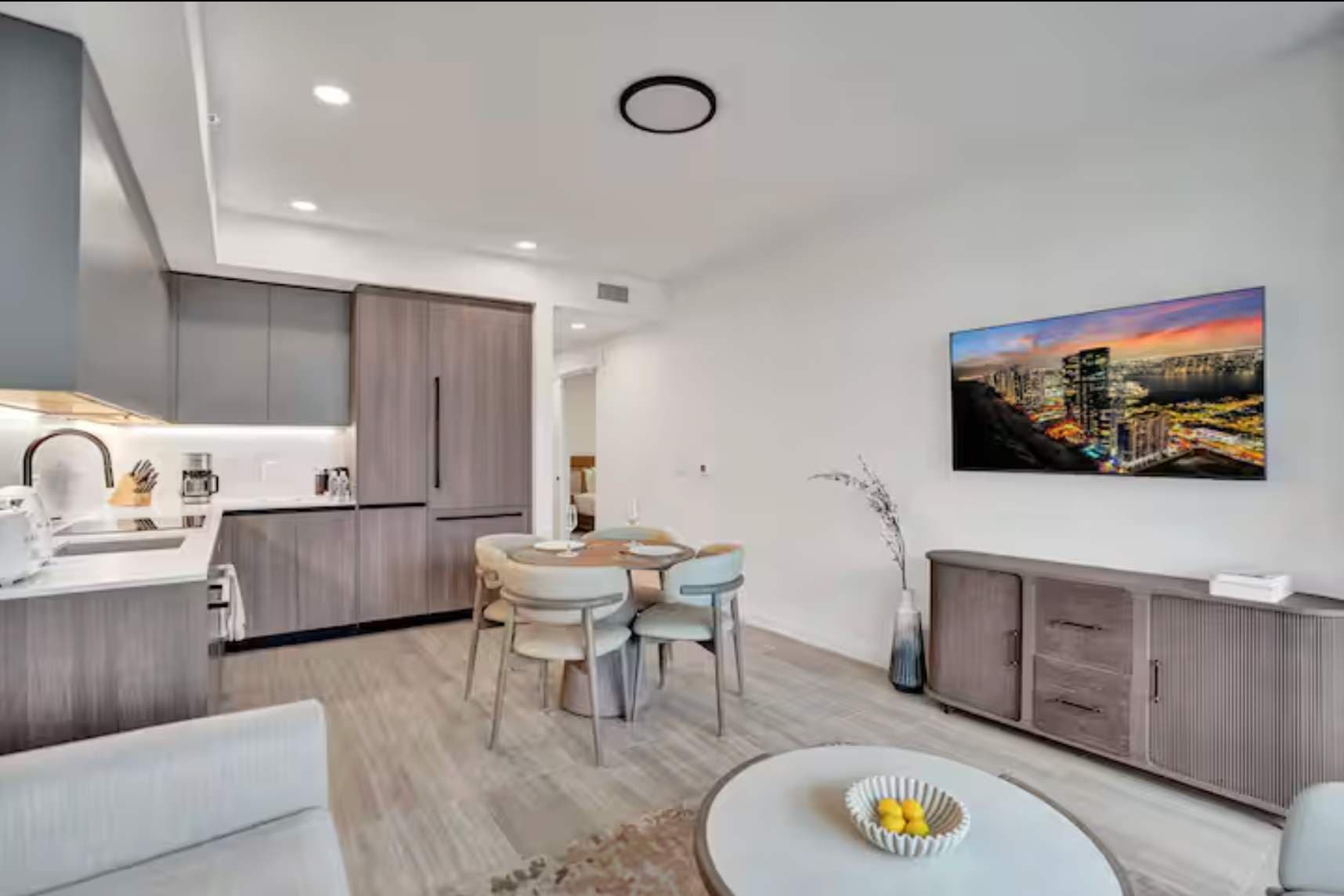 Modern living room seamlessly blended with premium finishes.