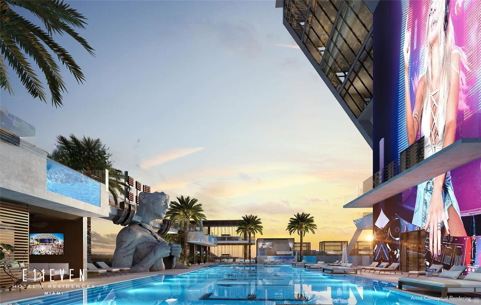 Resort-style pool with lounge setting
