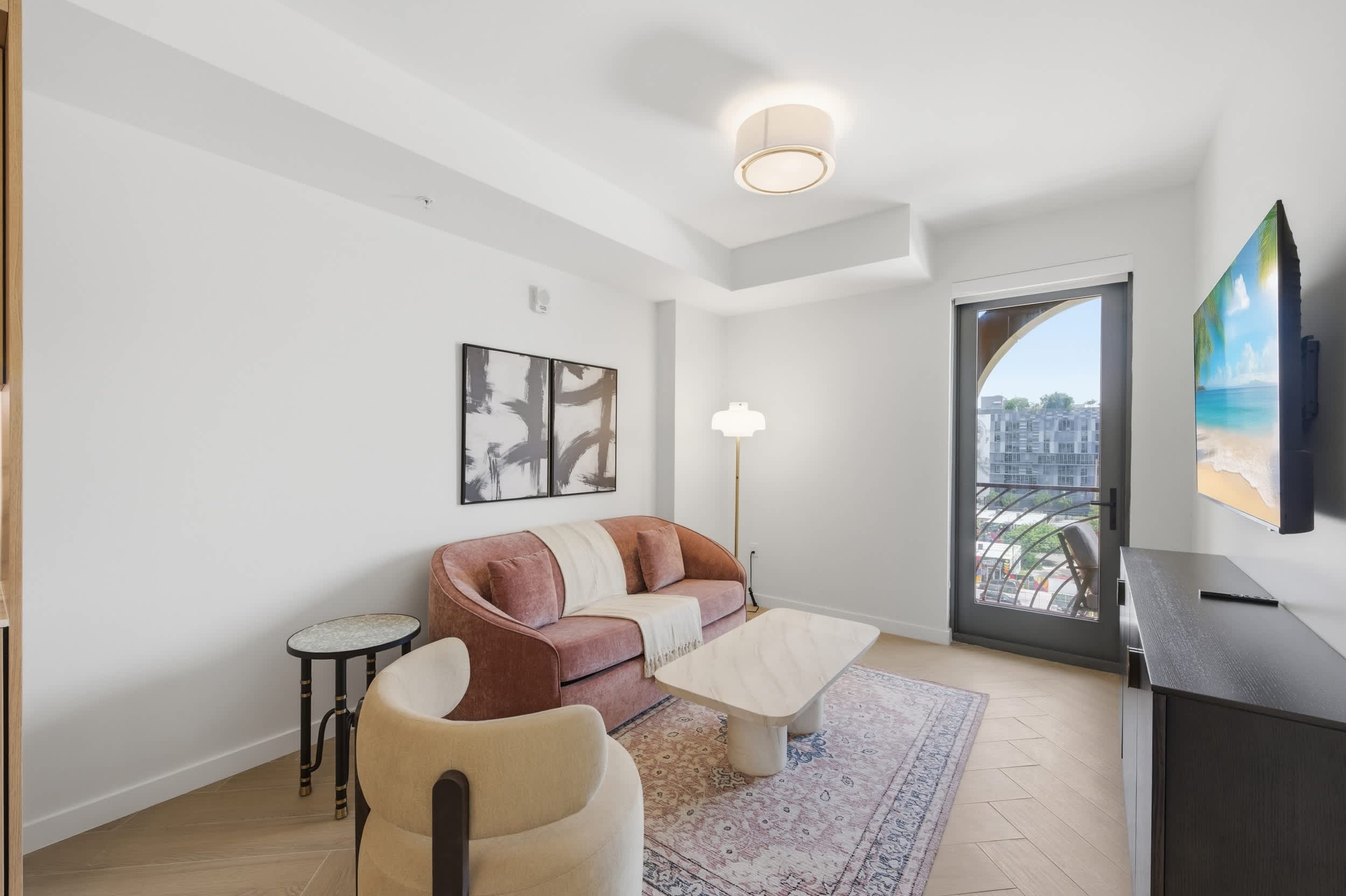 Expansive, light-filled lounge space made to relax.