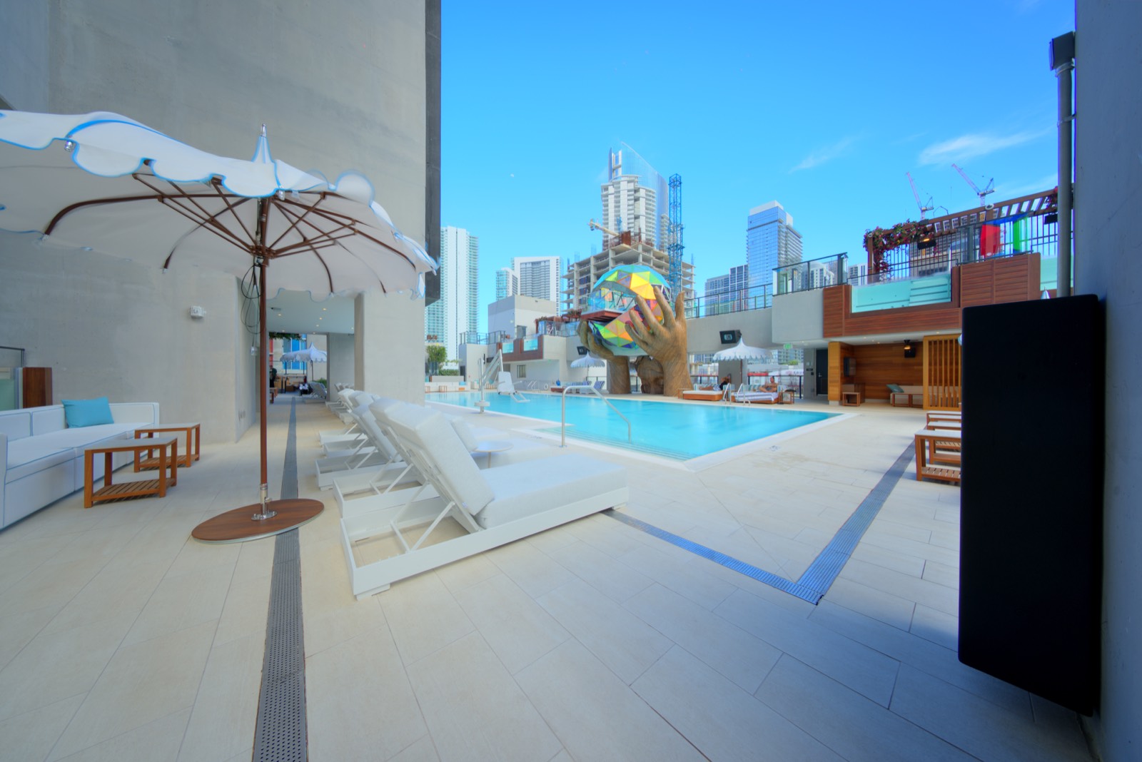 Poolside daybeds at E11EVEN Hotel, Downtown