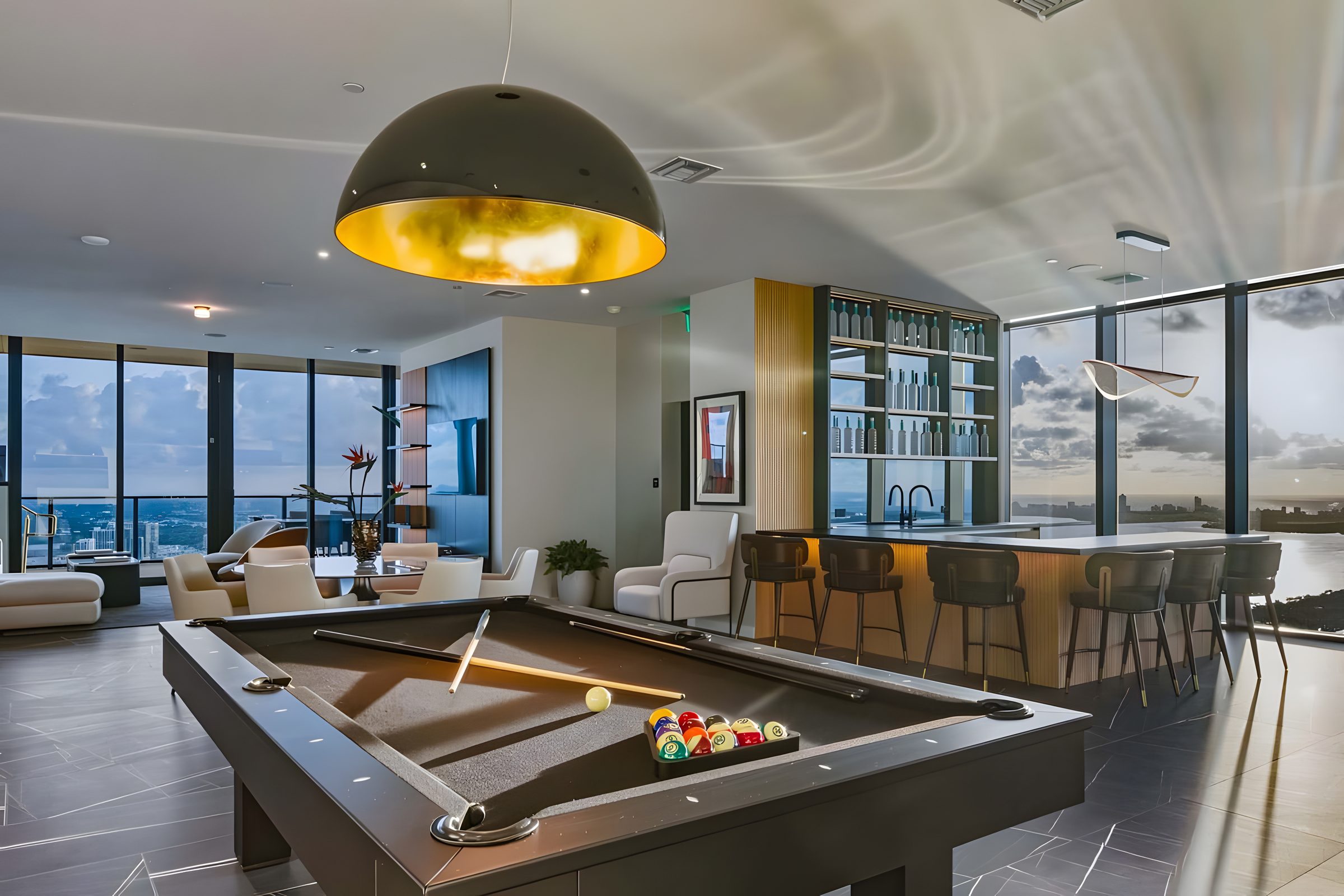 Penthouse living room inside an Ilios-managed Miami residence